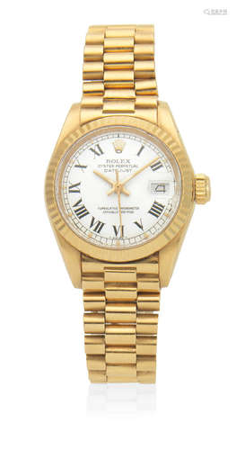 Datejust, Ref: 6917, Circa 1978  Rolex. A lady's 18K gold automatic calendar bracelet watch