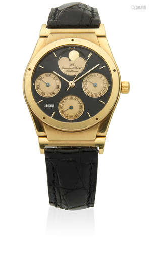 Ingenieur, Ref: 3540/1, Circa 1990  IWC. An 18K gold automatic perpetual calendar wristwatch with moon phase