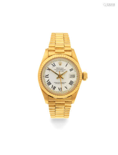 Datejust, Ref: 6917, Circa 1980  Rolex. A lady's 18K gold automatic calendar bracelet watch