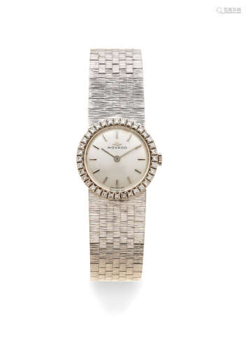 Circa 1970  Movado. A lady's 18K white gold and diamond set manual wind bracelet watch