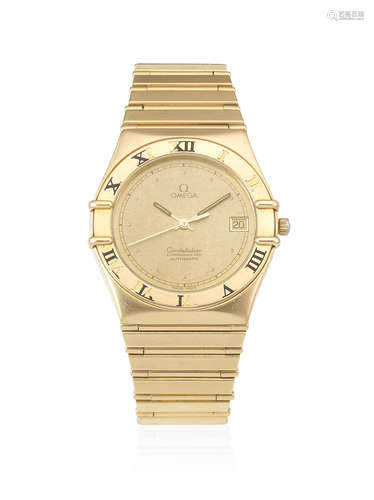 Constellation, Circa 1986  Omega. An 18K gold automatic calendar bracelet watch