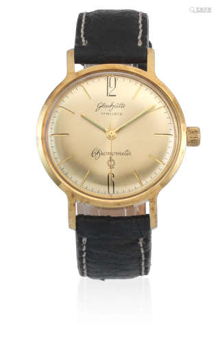 Q1, Circa 1970  Glashütte. A gold plated manual wind chronometer wristwatch