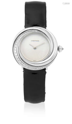 Trinity, Ref: 2444, Circa 1990  Cartier. An 18K white gold diamond set quartz wristwatch