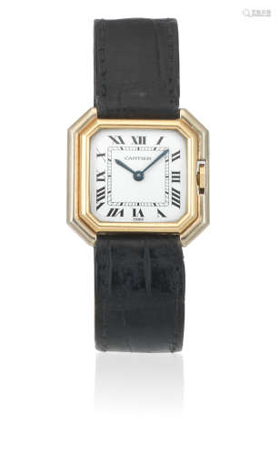 Circa 1990  Cartier. A lady's two colour 18K gold manual wind octagonal wristwatch