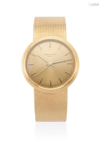 Calatrava, Ref: 3563, Sold 27th April 1970  Patek Philippe. An 18K gold automatic bracelet watch