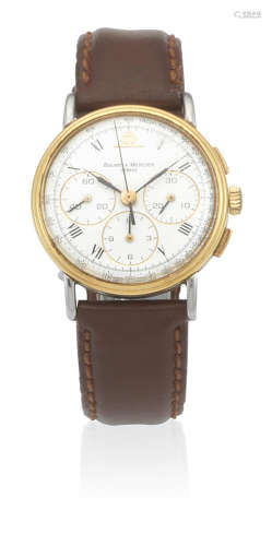 Ref: 6101.099, Circa 1980  Baume & Mercier. A mid-size stainless steel and gold manual wind chronograph wristwatch
