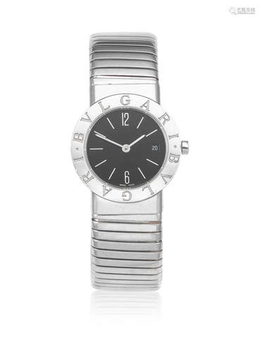 Ref: BB 26 2TS, Circa 2005  Bulgari. A lady's stainless steel quartz calendar bangle watch