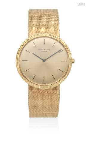 Calatrava, Ref: 3520, Sold 5th November 1970  Patek Philippe. An 18K gold manual wind bracelet watch