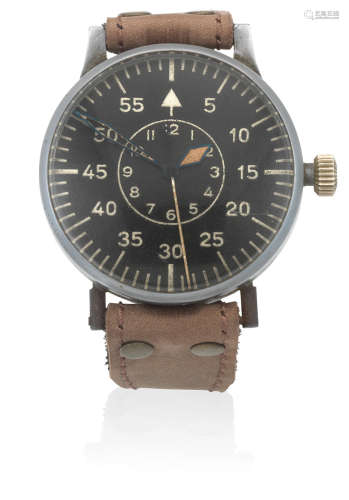 Circa 1942  Laco. An oversized German military observation stainless steel manual wind wristwatch