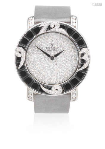 Ref: BA 80 S, Circa 2005  The Royal Diamond. An 18K white gold and stainless steel onyx and diamond set quartz wristwatch