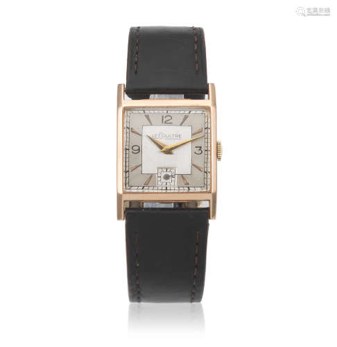 Circa 1940  LeCoultre. A 14K gold manual wind square wristwatch