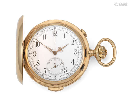 Circa 1890  Le Phare. A continental gold keyless wind minute repeating chronograph full hunter pocket watch