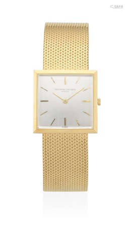 Ref: 6568, Circa 1975  Vacheron & Constantin. An 18K gold manual wind square bracelet watch