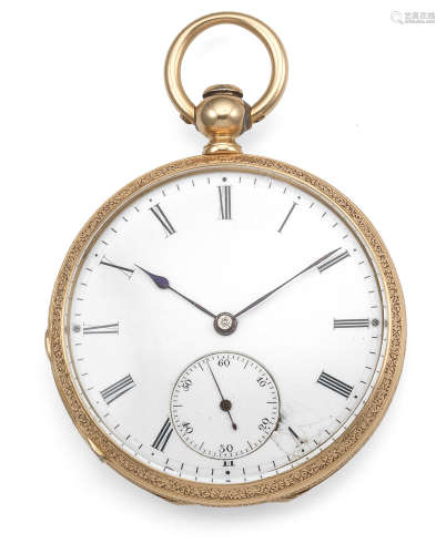 Circa 1830  Fritz Piguet, Rue Bonivard 10, Geneve. An 18K gold key wind open face pocket watch
