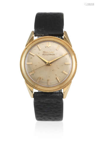 Accutron, Circa 1961  Bulova. An 18K gold quartz wristwatch