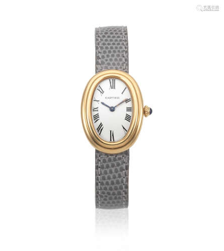 Baignoire, Circa 2000  Cartier. A lady's 18K gold manual wind oval wristwatch
