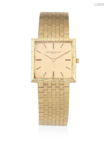 Ref: 6908, Circa 1975  Vacheron & Constantin. An 18K gold manual wind square bracelet watch