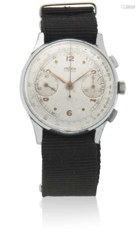 Campos, Circa 1950  Vulcain. A chrome plated manual wind chronograph wristwatch