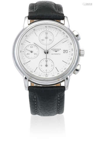 Ref: 7725, Circa 2000  Longines. A stainless steel automatic calendar chronograph wristwatch