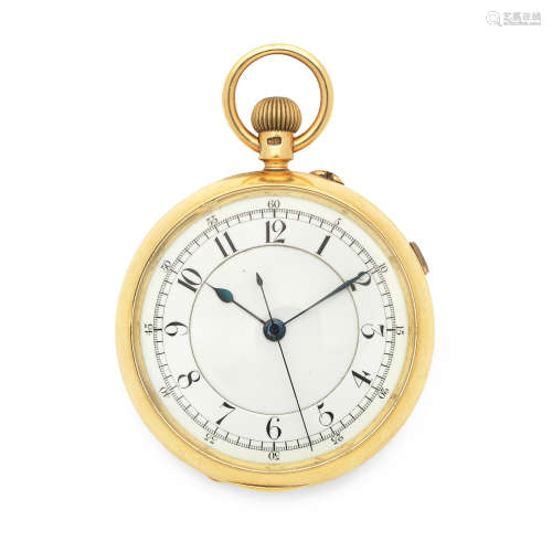 London Hallmark for 1903  An 18K gold keyless wind open face pocket watch with centre seconds