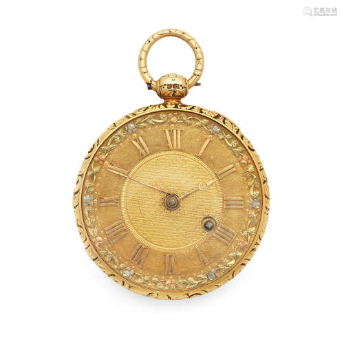 London Hallmark for 1826  William Ferry, Richmond. An 18K gold key wind open face pocket watch