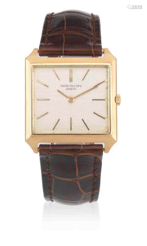 Ref: 3526, Circa 1970  Patek Philippe. An 18K gold manual wind square cased wristwatch