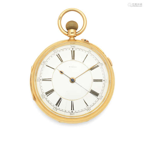 Chester Hallmark for 1894  An 18K gold keyless wind open face pocket watch with centre seconds
