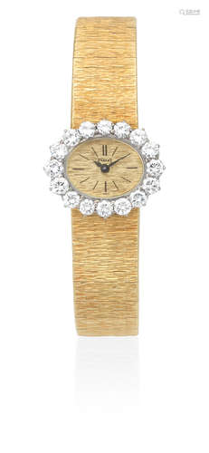 Ref: 3867 A6, Circa 1980  Piaget. A lady's 18K gold and diamond set manual wind bracelet watch