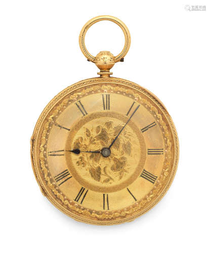 London Hallmark for 1868  An 18K gold key wind open face pocket watch