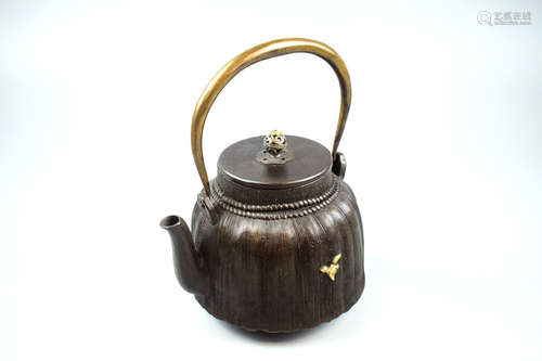 GILT IRON 'BIRD' TEAPOT