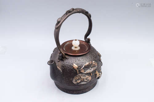 GILT IRON 'POND SCENERY' TEAPOT