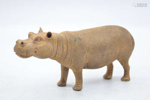 GILT BRONZE CAST HIPPOPOTAMUS FIGURE