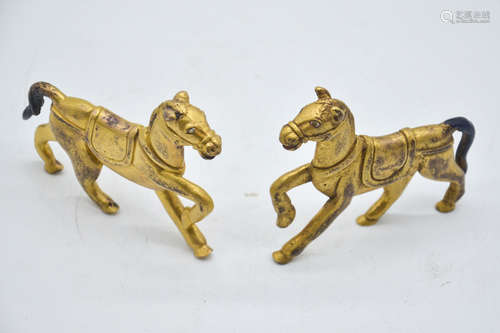 PAIR OF GILT BRONZE 'HORSE' FIGURES