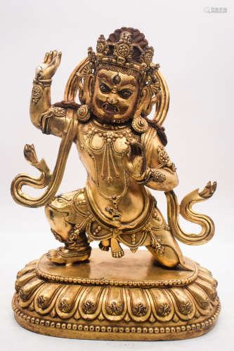 GILT BRONZE CAST VAJRAPANI FIGURE