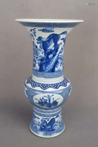 BLUE AND WHITE 'MYTHICAL BEAST' VASE