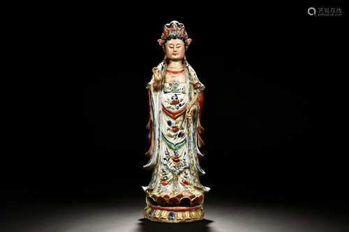 GLAZED PORCELAIN GUANYIN FIGURE