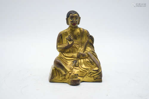 GILT BRONZE CAST MAHASIDDHA SEATED FIGURE