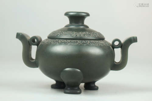 NEPHRITE JADE CARVED TRIPOD CENSER