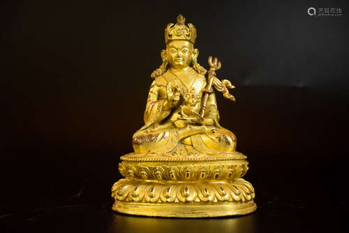 GILT BRONZE CAST 'PADMASAMBHAVA' SEATED FIGURE