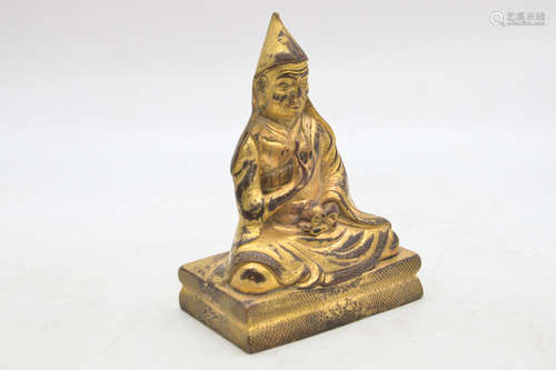 GILT BRONZE CAST JE TSONGKHAPA SEATED FIGURE