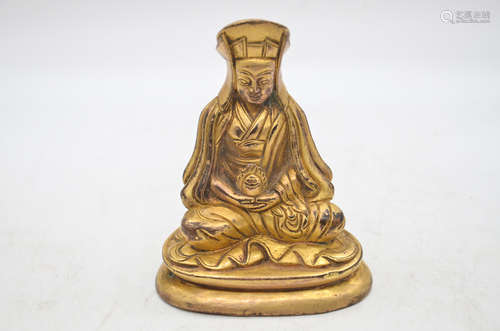 GILT BRONZE GURU SEATED FIGURE