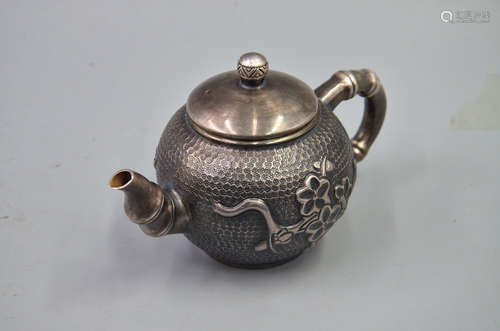 SILVER 'FLOWERS' TEAPOT