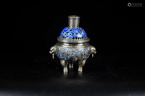 SILVER CAST TRIPOD CENSER