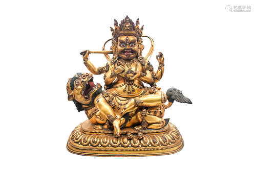 GILT BRONZE CAST JAMBHALA FIGURE