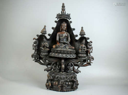 KASHMIR BRONZE CAST SHAKYAMUNI SEATED FIGURE