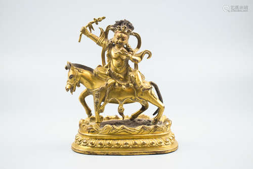 GILT BRONZE CAST BODHISATTVA FIGURE