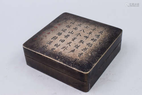 BRONZE CAST AND CARVED INK BOX