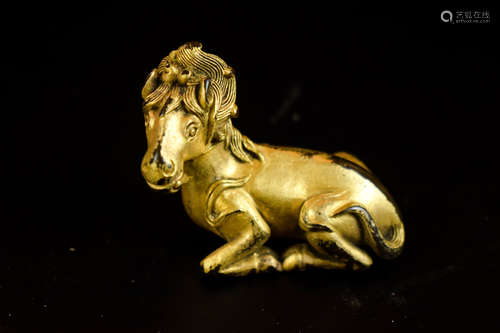 GILT BRONZE CAST 'MYTHICAL HORSE' FIGURE