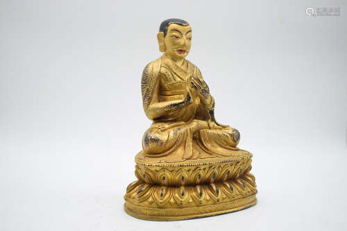 GILT BRONZE CAST 'GURU' SEATED FIGURE