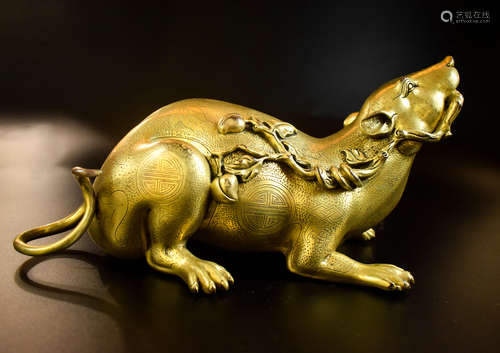 GILT BRONZE CAST 'RAT' FIGURE